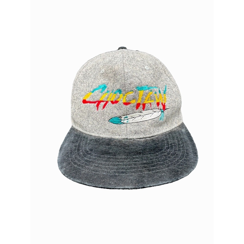 Cameo Choctaw Snapback Hat Mens OSFM Gray Wool Blend Excellent Feather Retro Cap